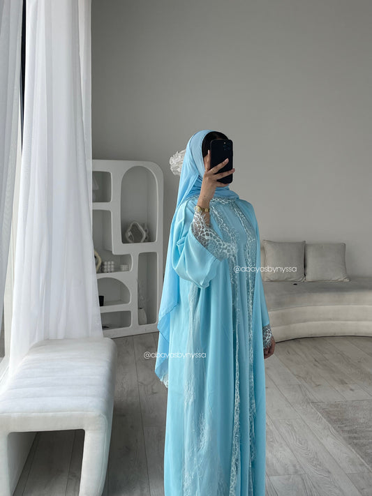 LIA Lace Abaya – Elegant Women Wear for Every Occasion - Light Blue