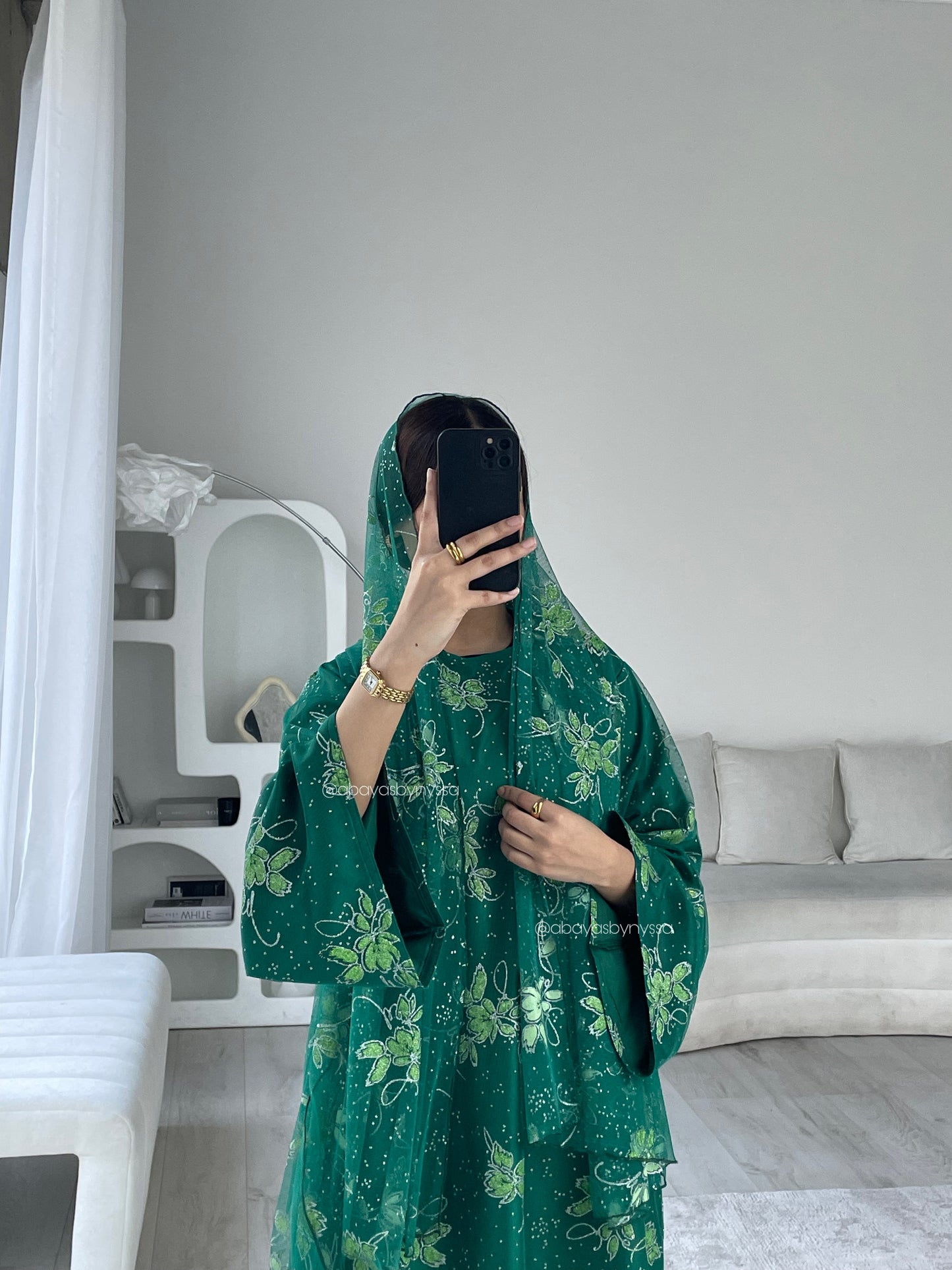 Marwa Women’s Closed Abaya – Fully Embellished Evening Abaya
- ‘Green’
