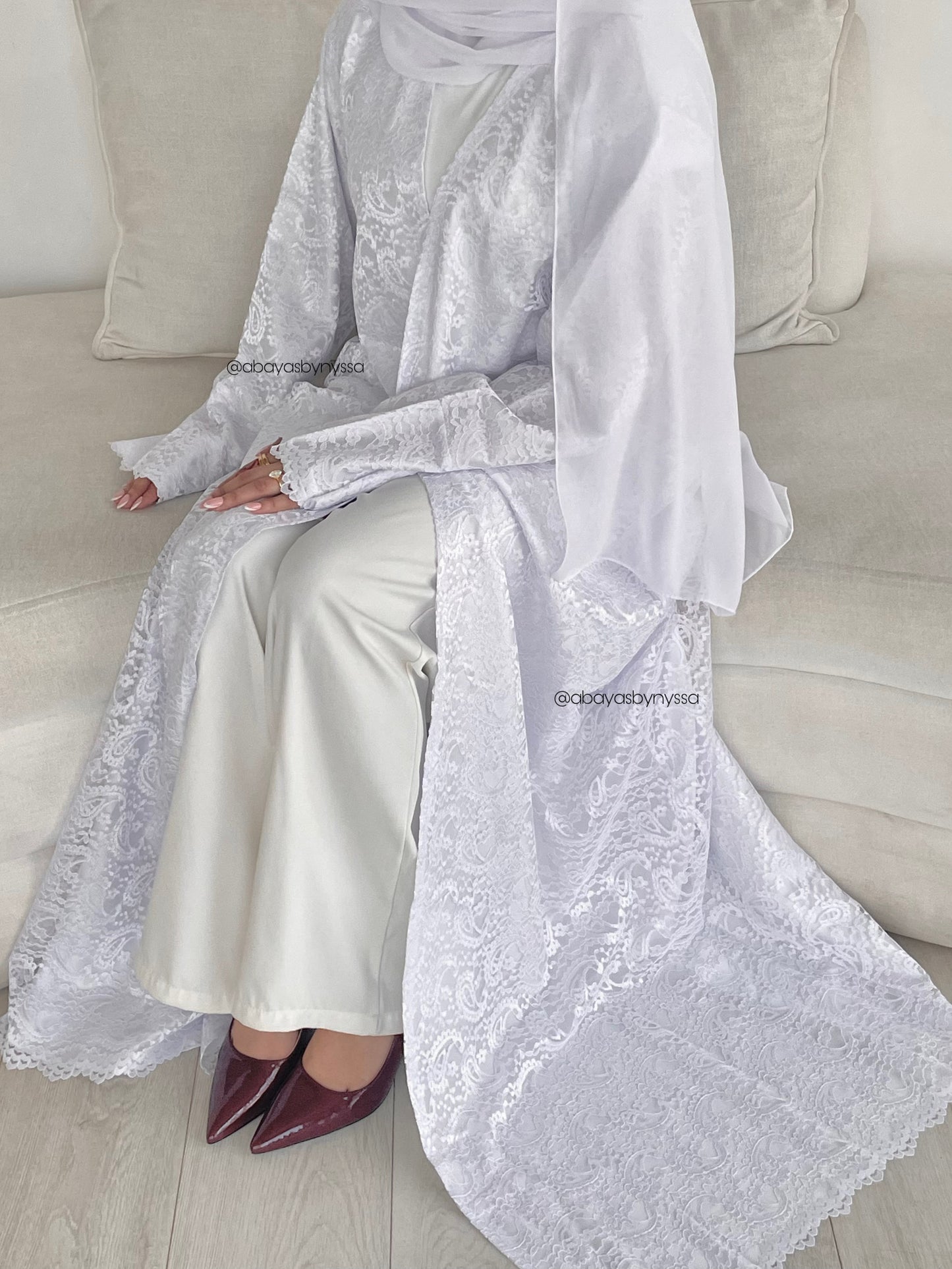 Layla Premium Lace Abaya - Lightweight & Elegant for Women - ‘White’ (LIMITED EDITION)