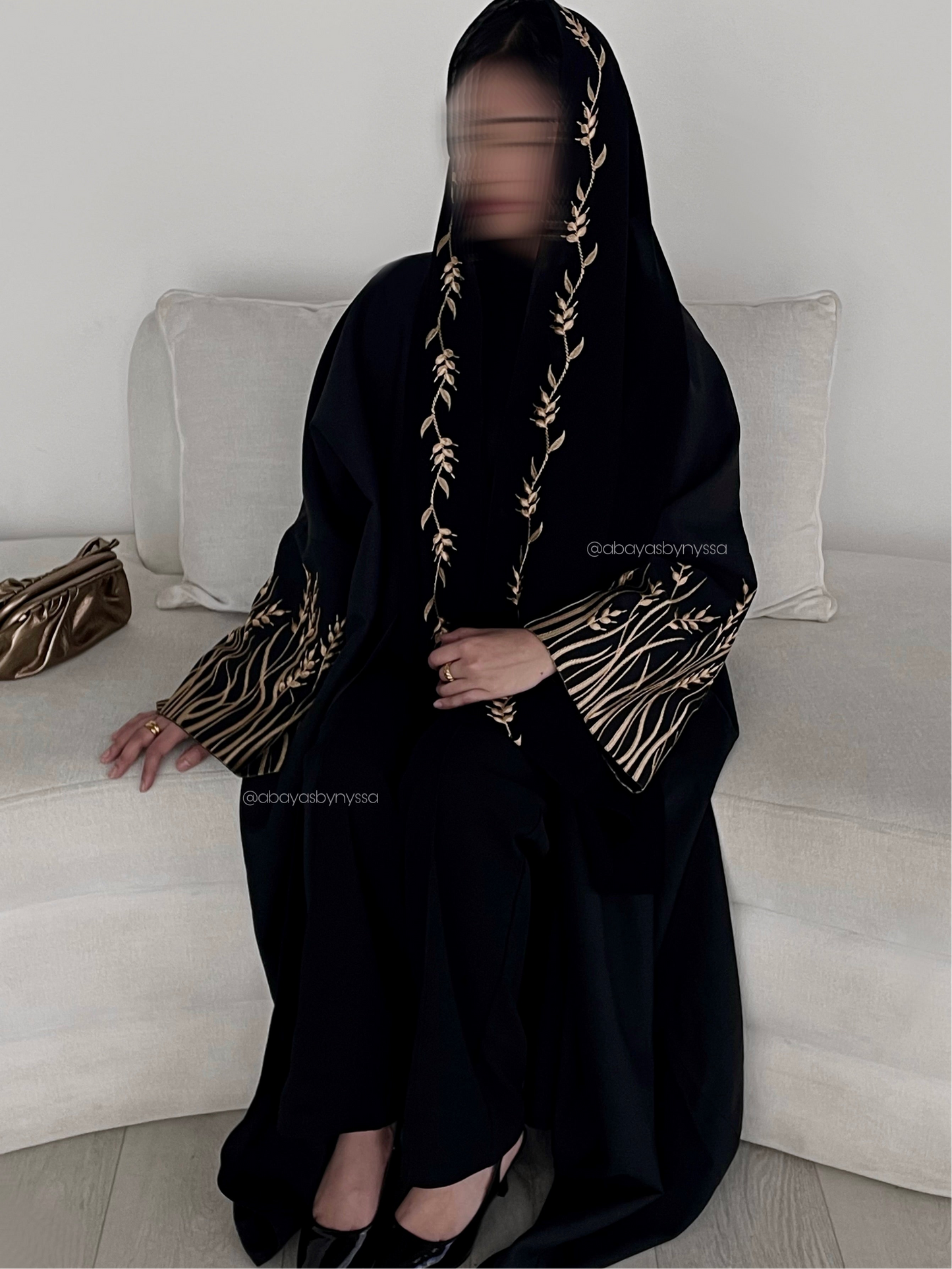 Gold Warda Abaya – Luxurious Gold Embellished Abaya for Women’s Evening Wear
