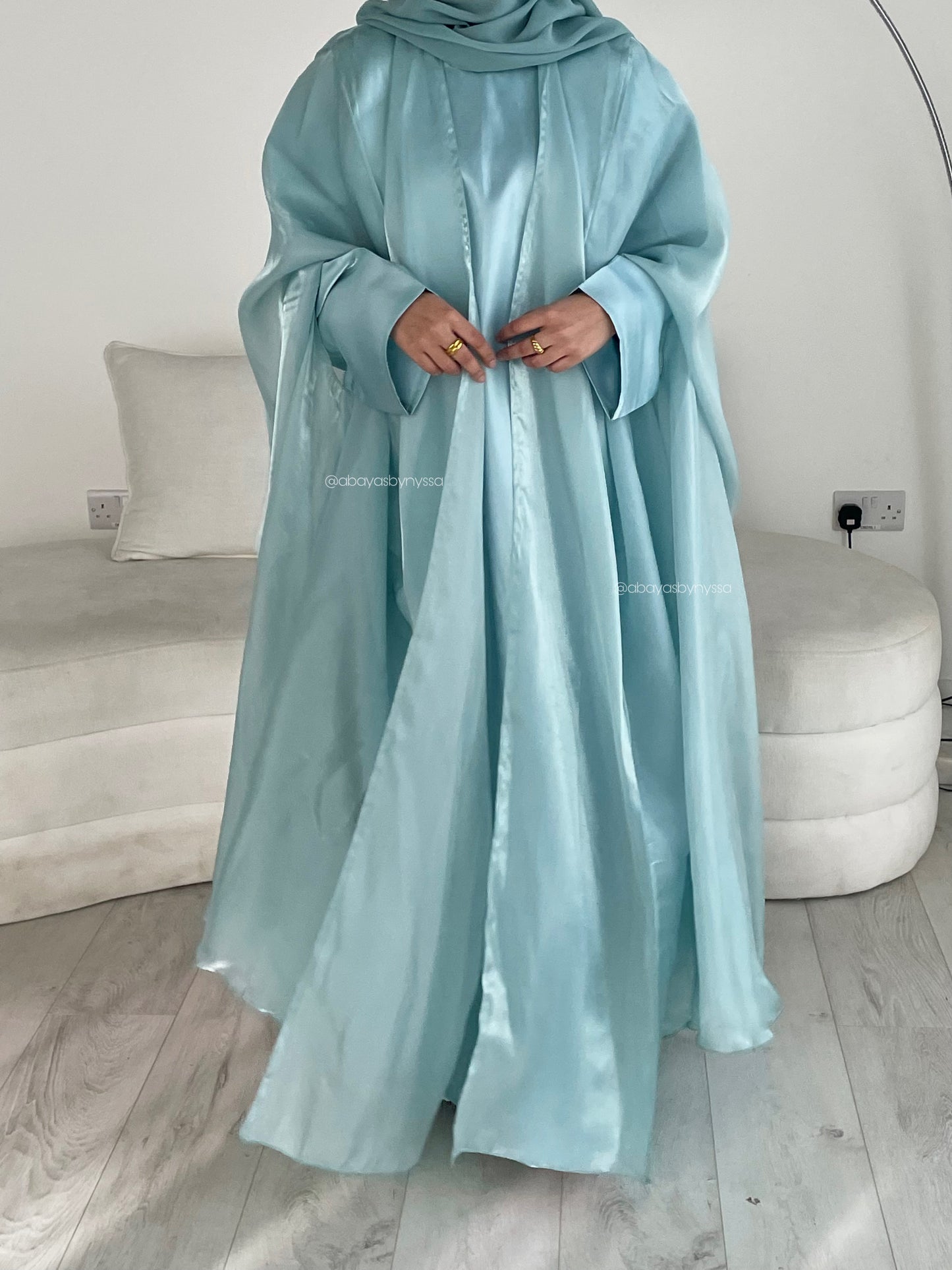 Noor Abaya – Elegant Organza Evening Wear - ‘Teal’