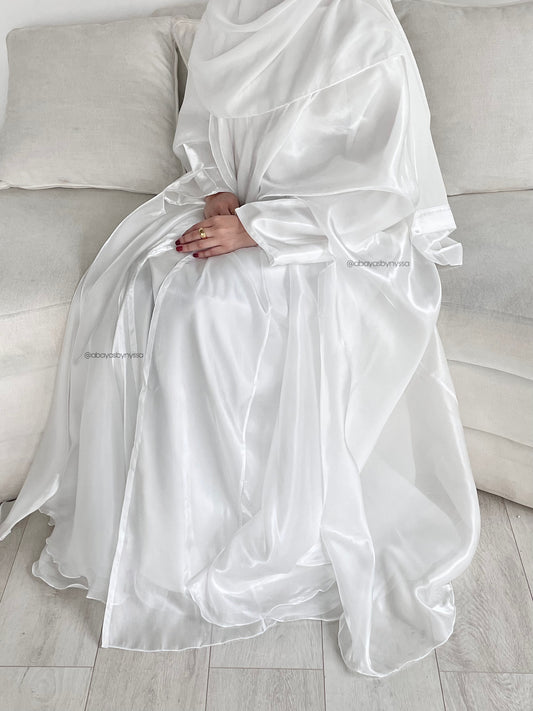 Noor Abaya – Elegant Organza Evening Wear - ‘Ivory’