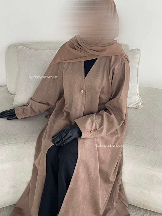 Saha Womens Thick And Elegant Autumn/Winter Abaya Coat - Mocha