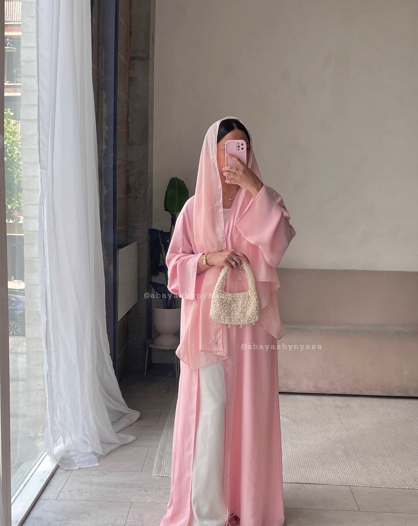Zahra|Light Pink Abaya