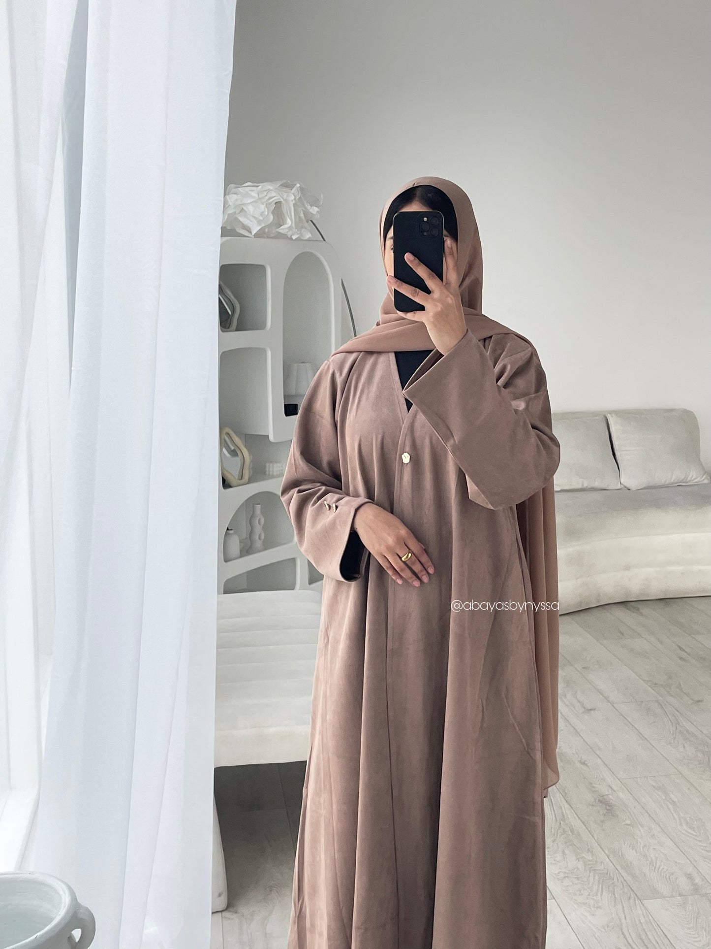 Saha Womens Thick And Elegant Autumn/Winter Abaya Coat - Mocha