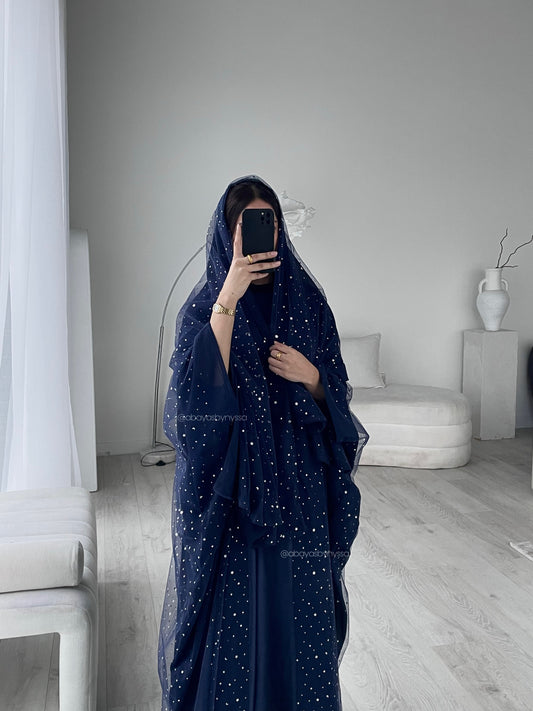 ‘Starry Nights’ Women’s Sparkly Evening Abaya – 
- Midnight Blue