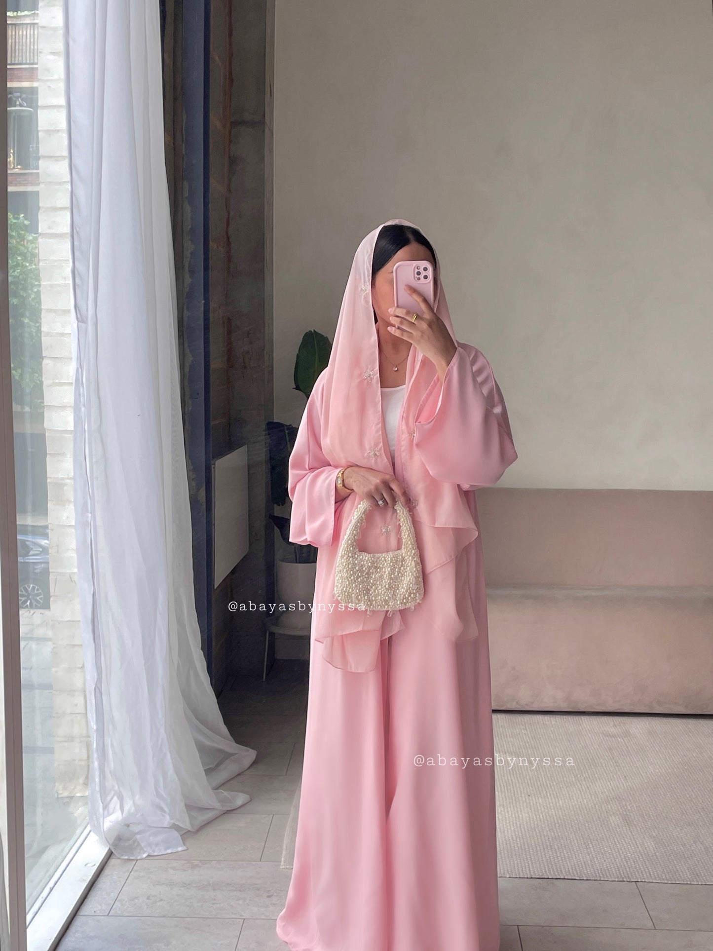Zahra|Light Pink Abaya