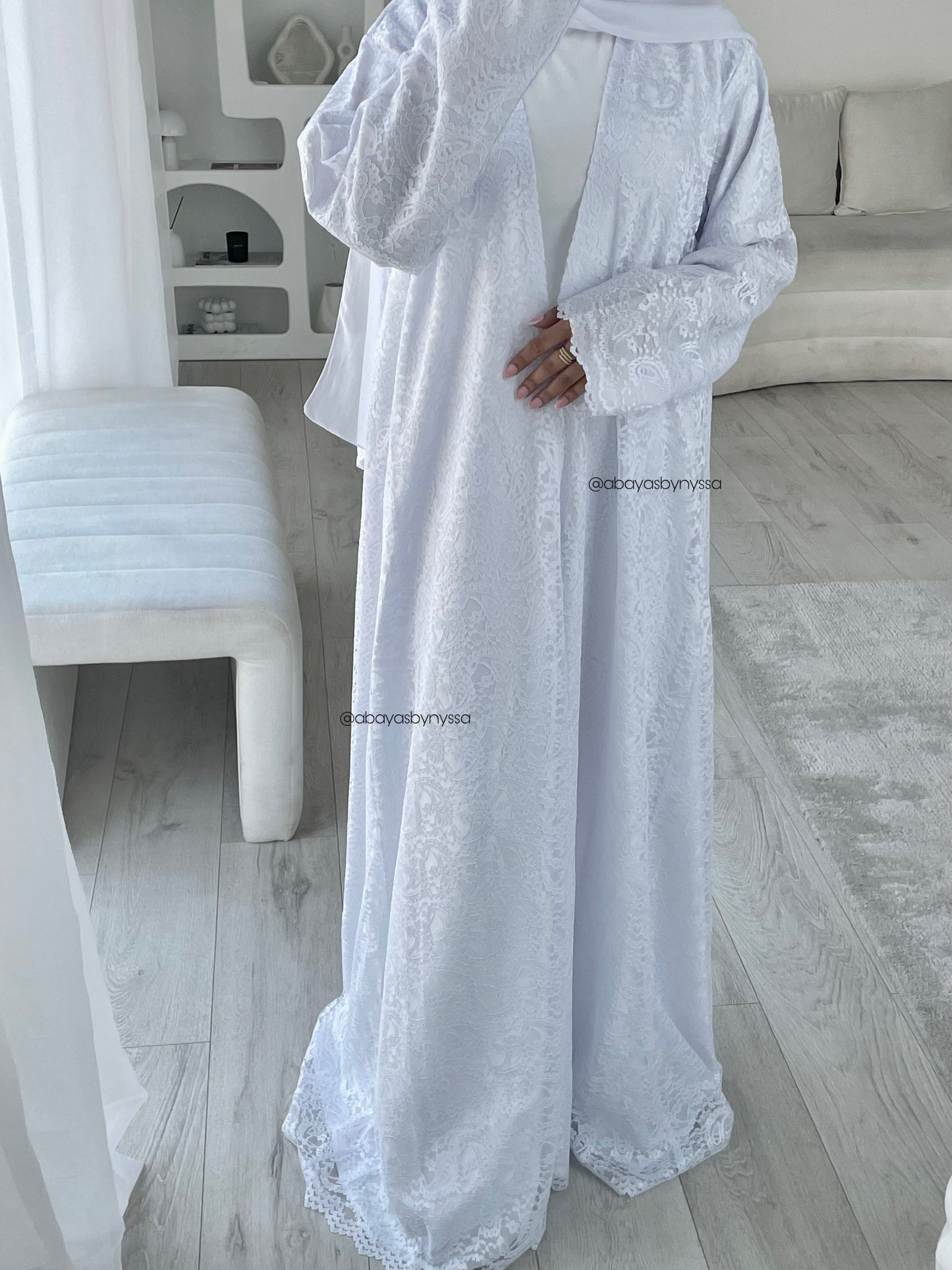 Layla Premium Lace Abaya - Lightweight & Elegant for Women - ‘White’ (LIMITED EDITION)