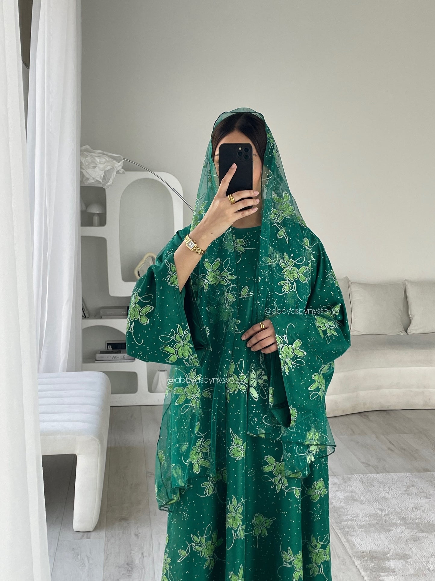 Marwa Women’s Closed Abaya – Fully Embellished Evening Abaya
- ‘Green’