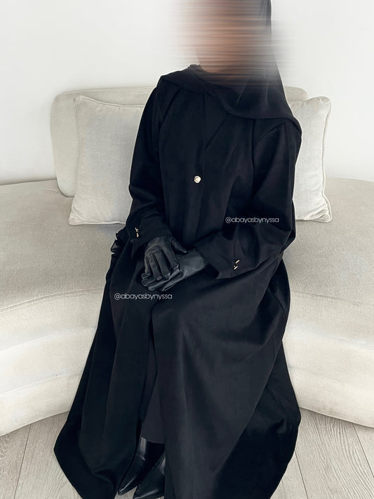 Saha Womens Thick And Elegant Autumn/Winter Abaya Coat - Black