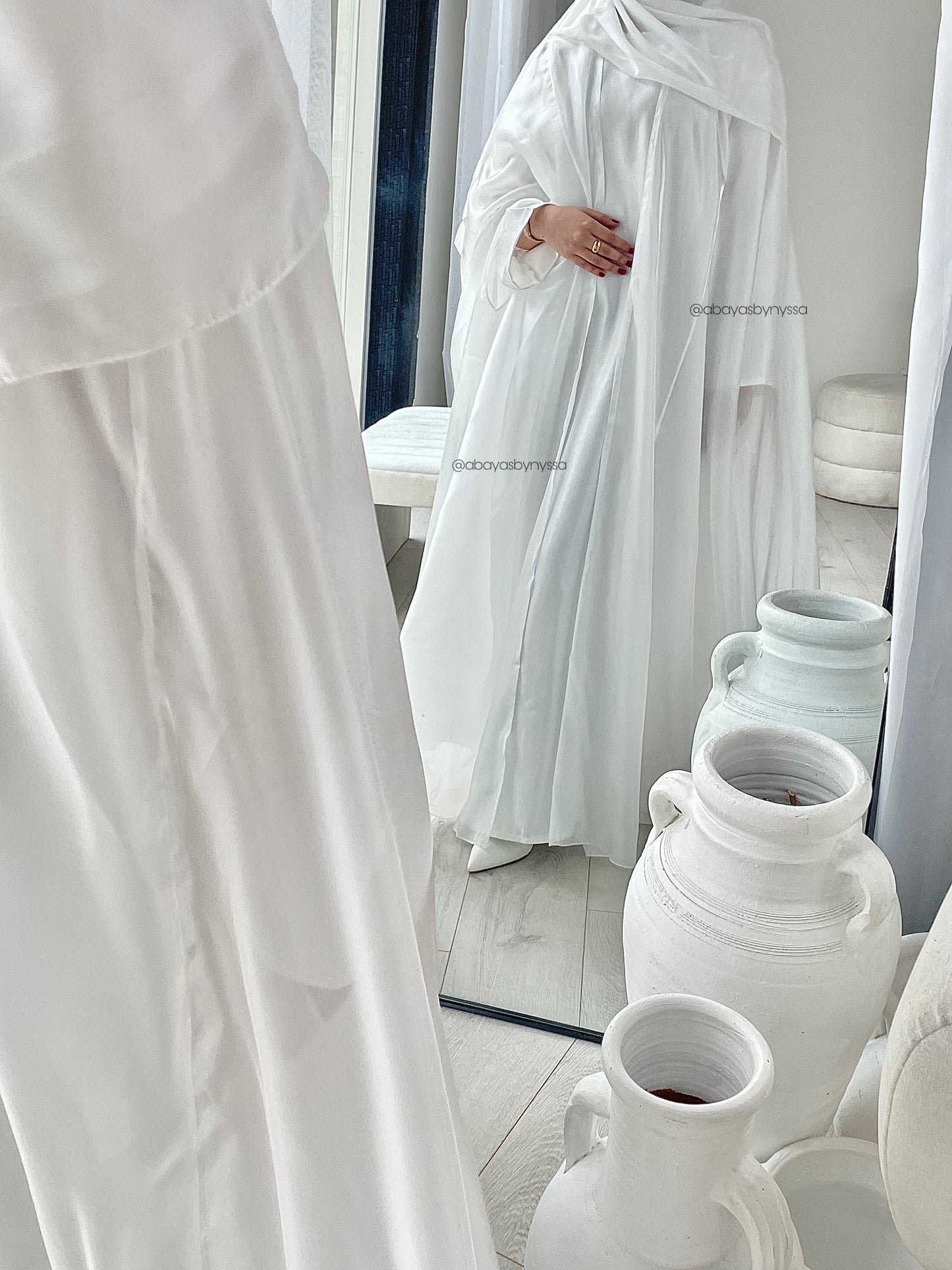 Noor Abaya – Elegant Organza Evening Wear - ‘Ivory’