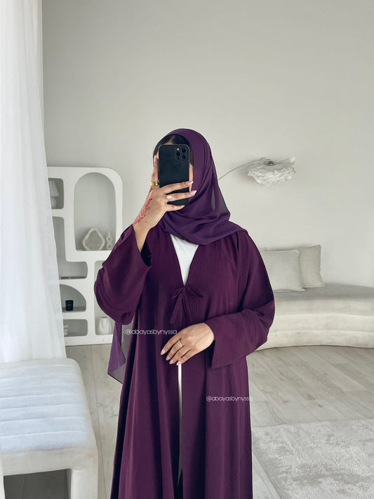 Bow Button Abaya - 'Purple'