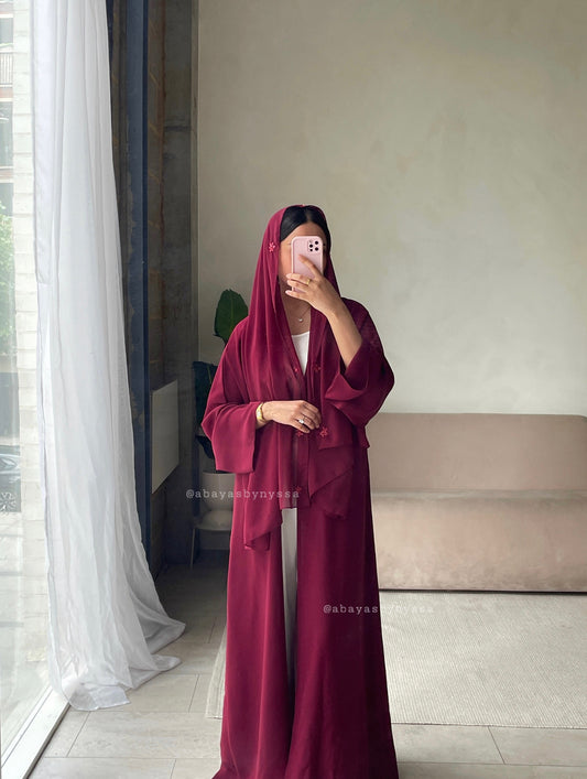 Zahra|Burgundy Abaya