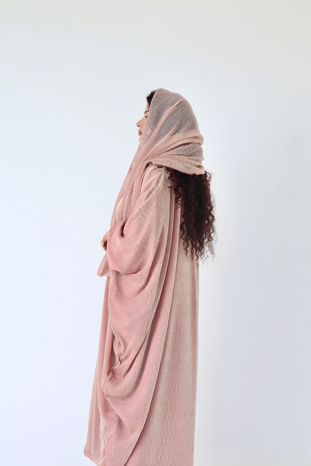 Layali Shimmery Abaya Set – Elegant Luxury 4 Piece Abaya - Pink