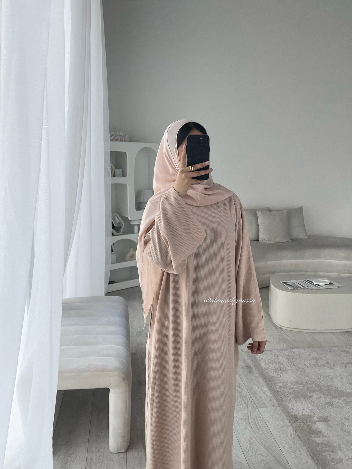Minimalist Ribbed Abayas – Soft Neutral Tones for Modern Modest Style - ‘Beige/Light Sand’
