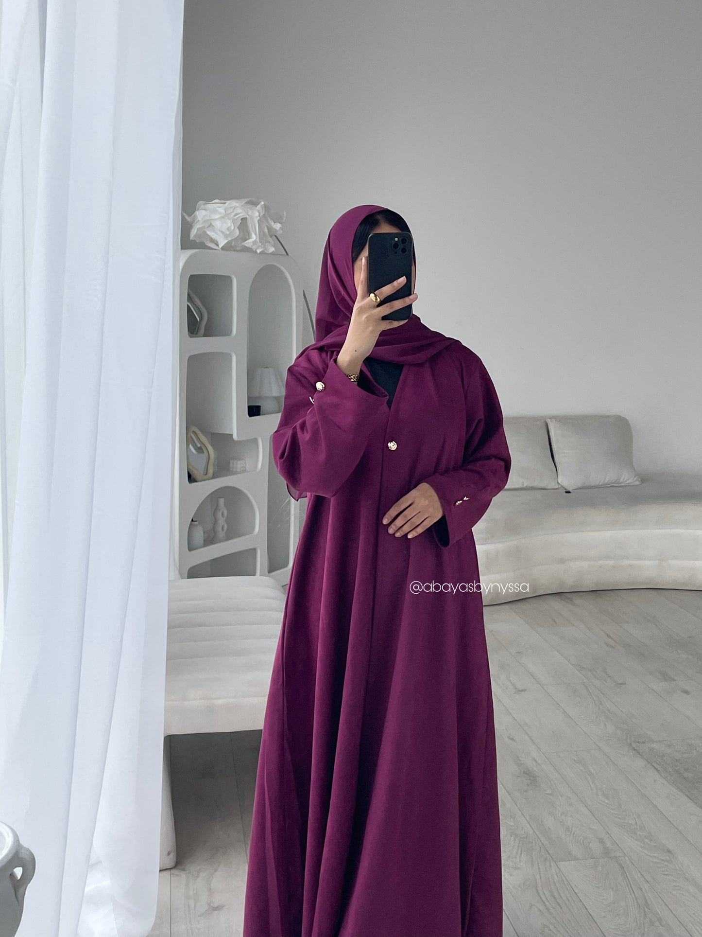 Saha Womens Thick And Elegant Autumn/Winter Abaya Coat - Burgundy/Plum