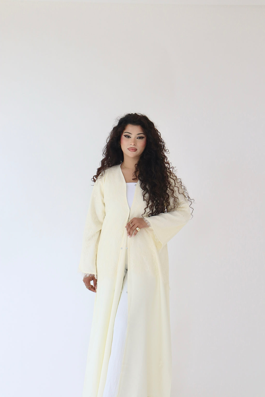 Buttercup Lace Abaya - Butter Yellow