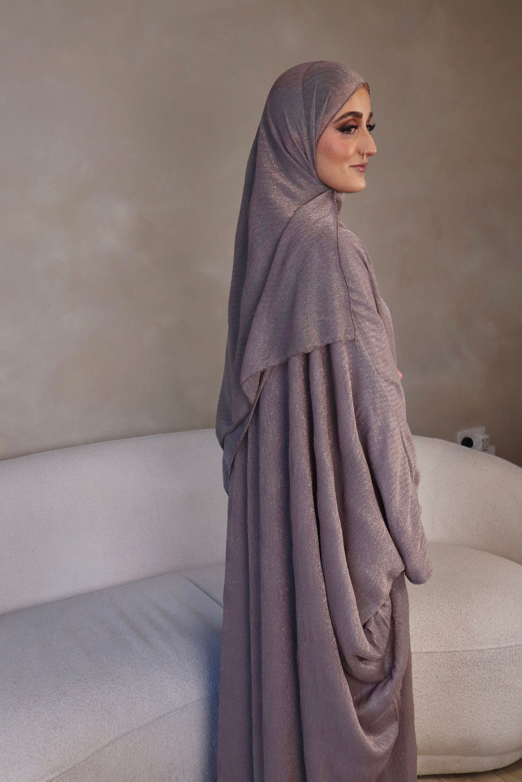 Layali Shimmery Abaya Set – Elegant Luxury 4 Piece Abaya - Lilac