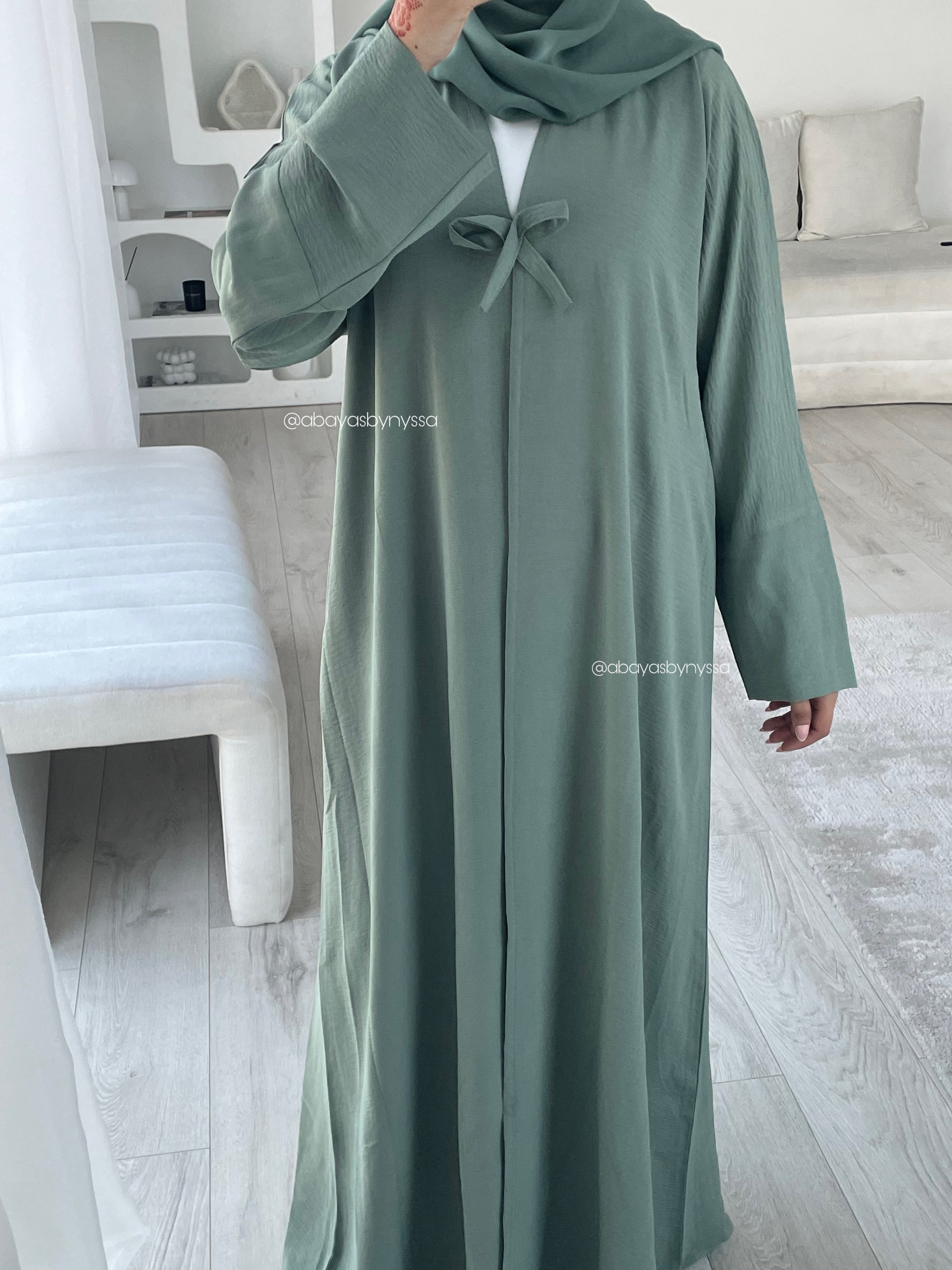 Bow Button Abaya – ‘Green’