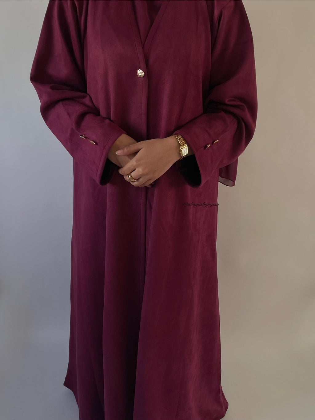 Saha Womens Thick And Elegant Autumn/Winter Abaya Coat - Burgundy/Plum