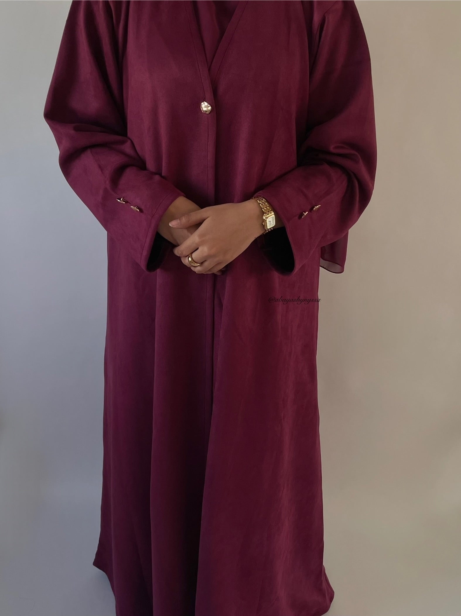 Saha Womens Thick And Elegant Autumn/Winter Abaya Coat - Burgundy/Plum