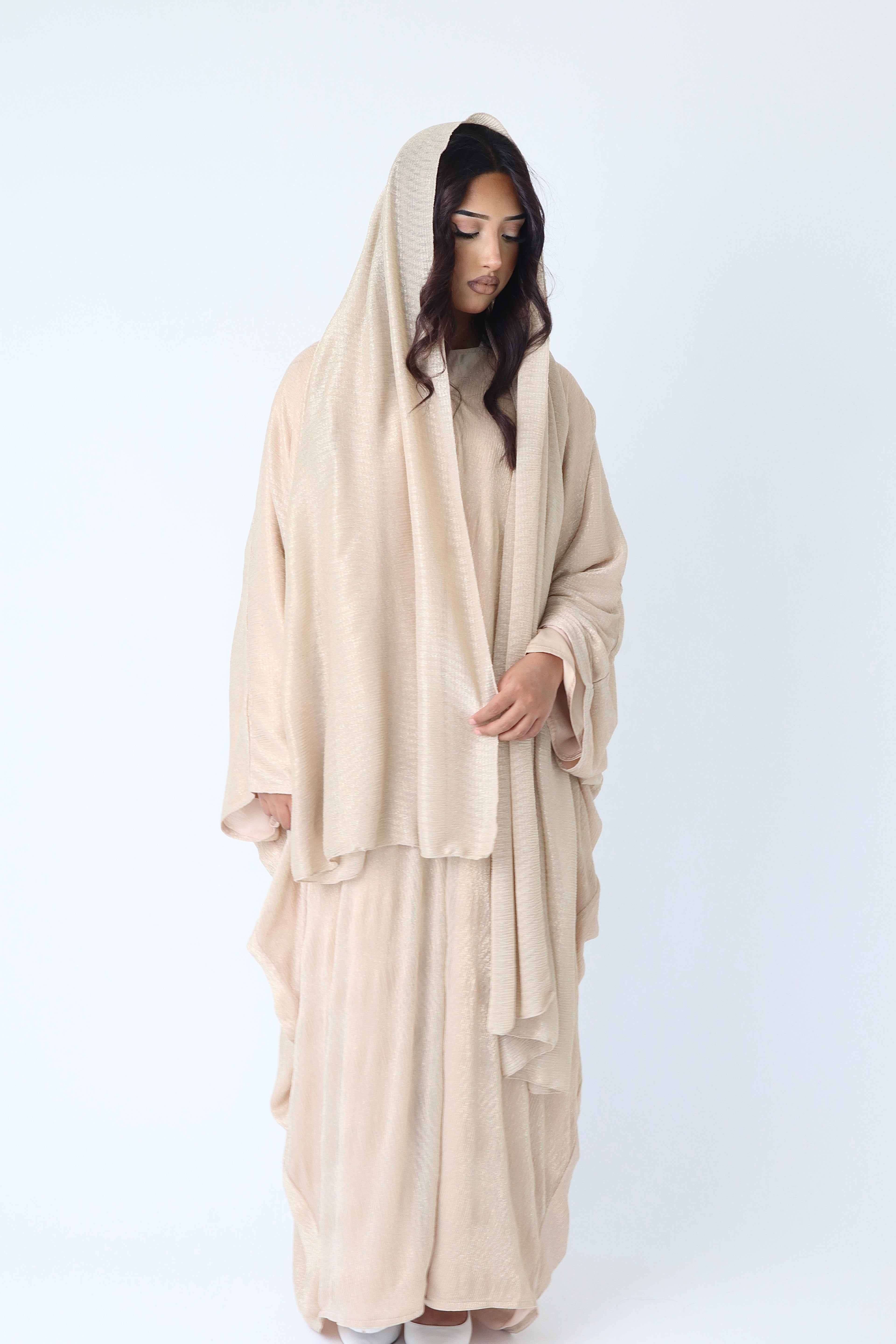 Layali Shimmery Abaya Set – Elegant Luxury 4 Piece Abaya - Gold