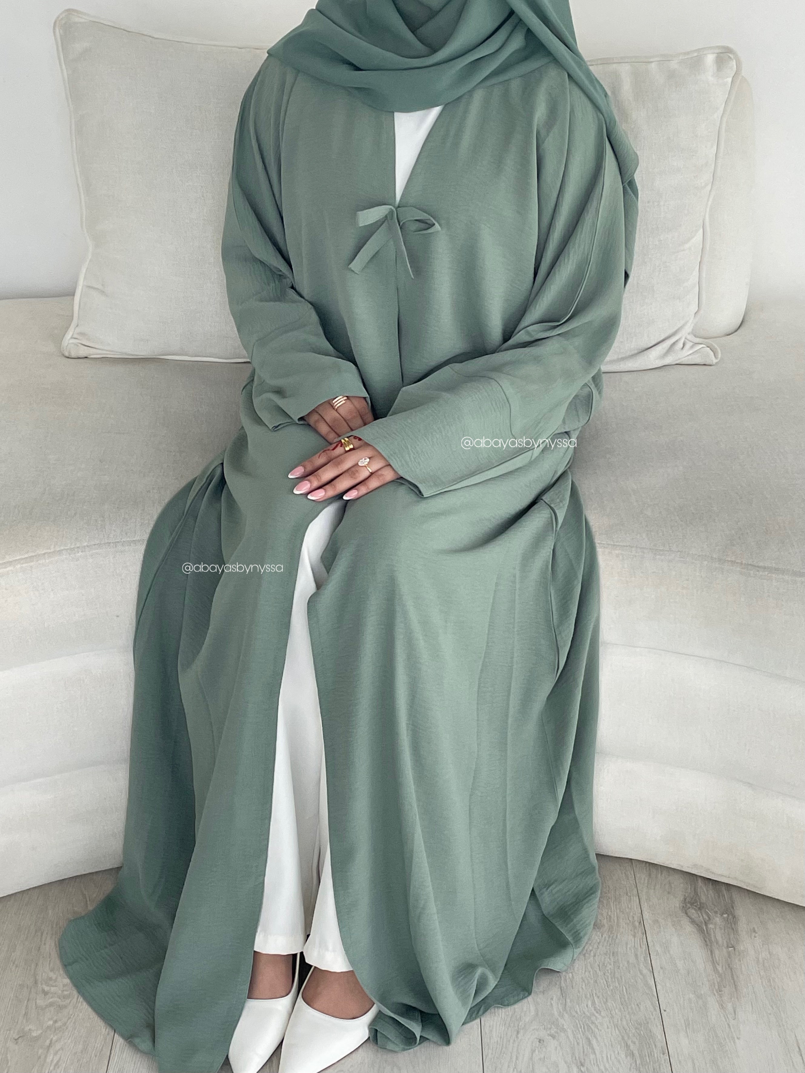 Bow Button Abaya – ‘Green’