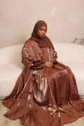 Noor Abaya – Elegant Organza Evening Wear - Bronze