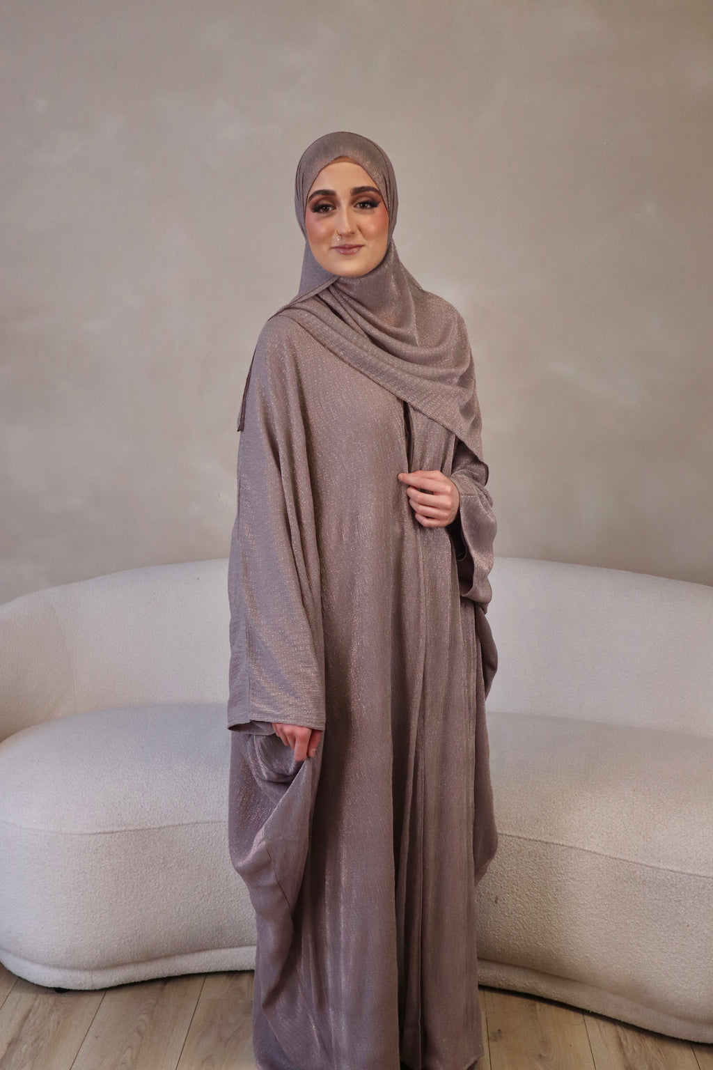Layali Shimmery Abaya Set – Elegant Luxury 4 Piece Abaya - Lilac