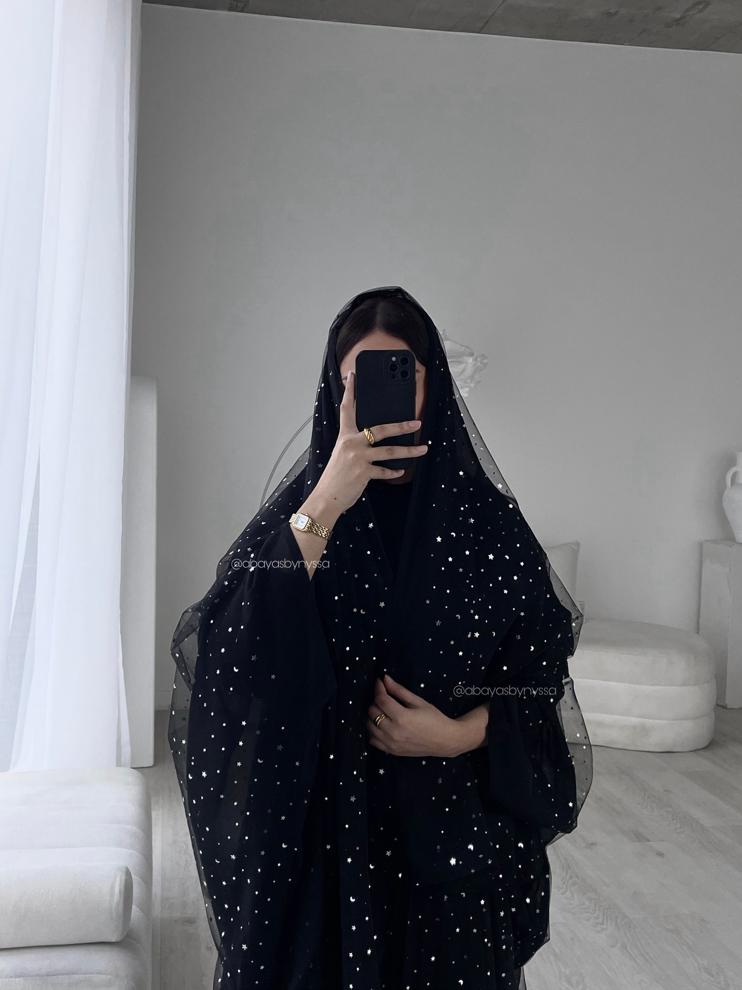 ‘Starry Nights’ Women’s Sparkly Evening Abaya – 
- Noir