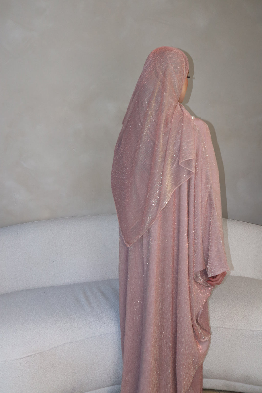 Layali Shimmery Abaya Set – Elegant Luxury 4 Piece Abaya - Pink