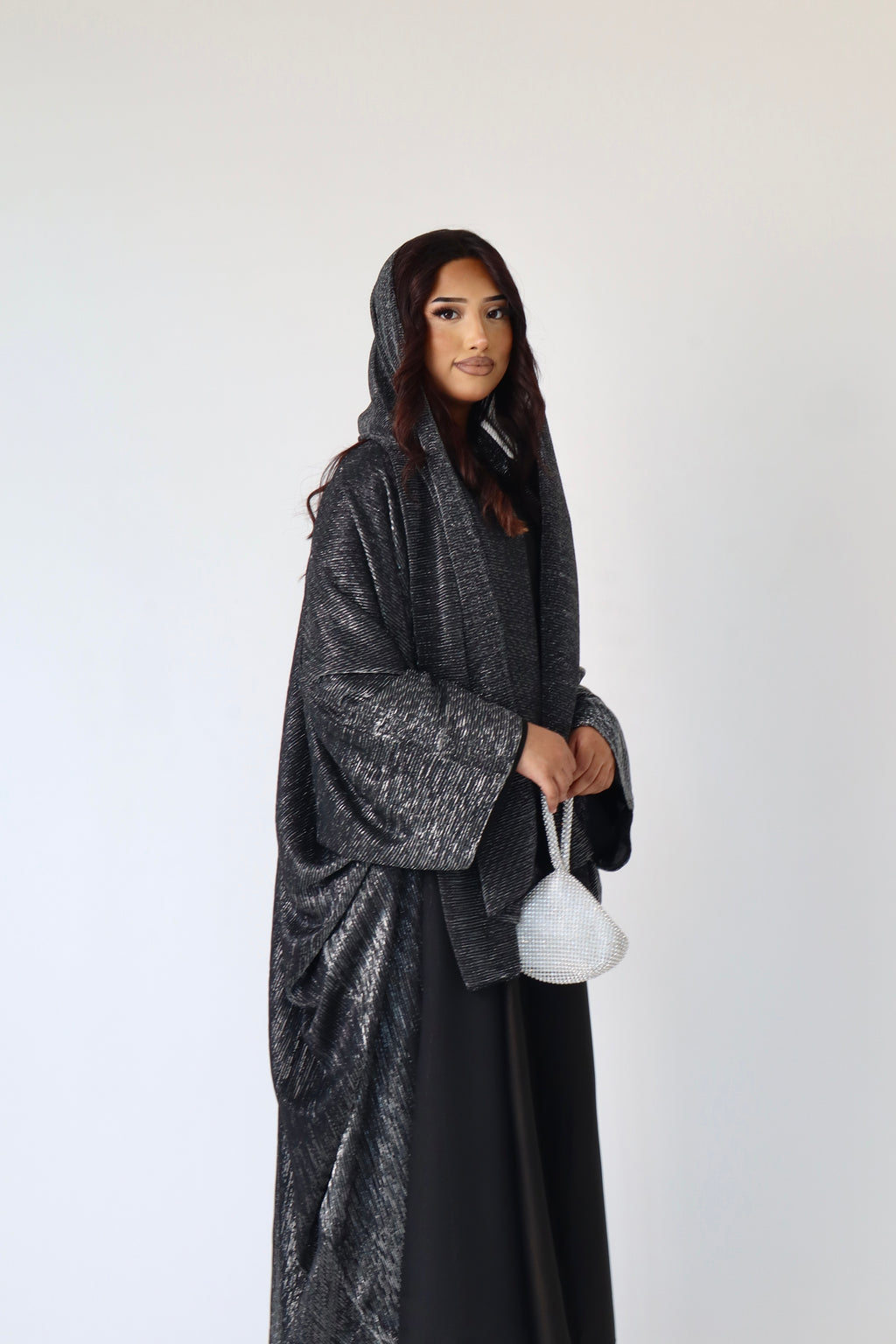 Layali Shimmery Abaya Set – Elegant Luxury 4 Piece Abaya - Black