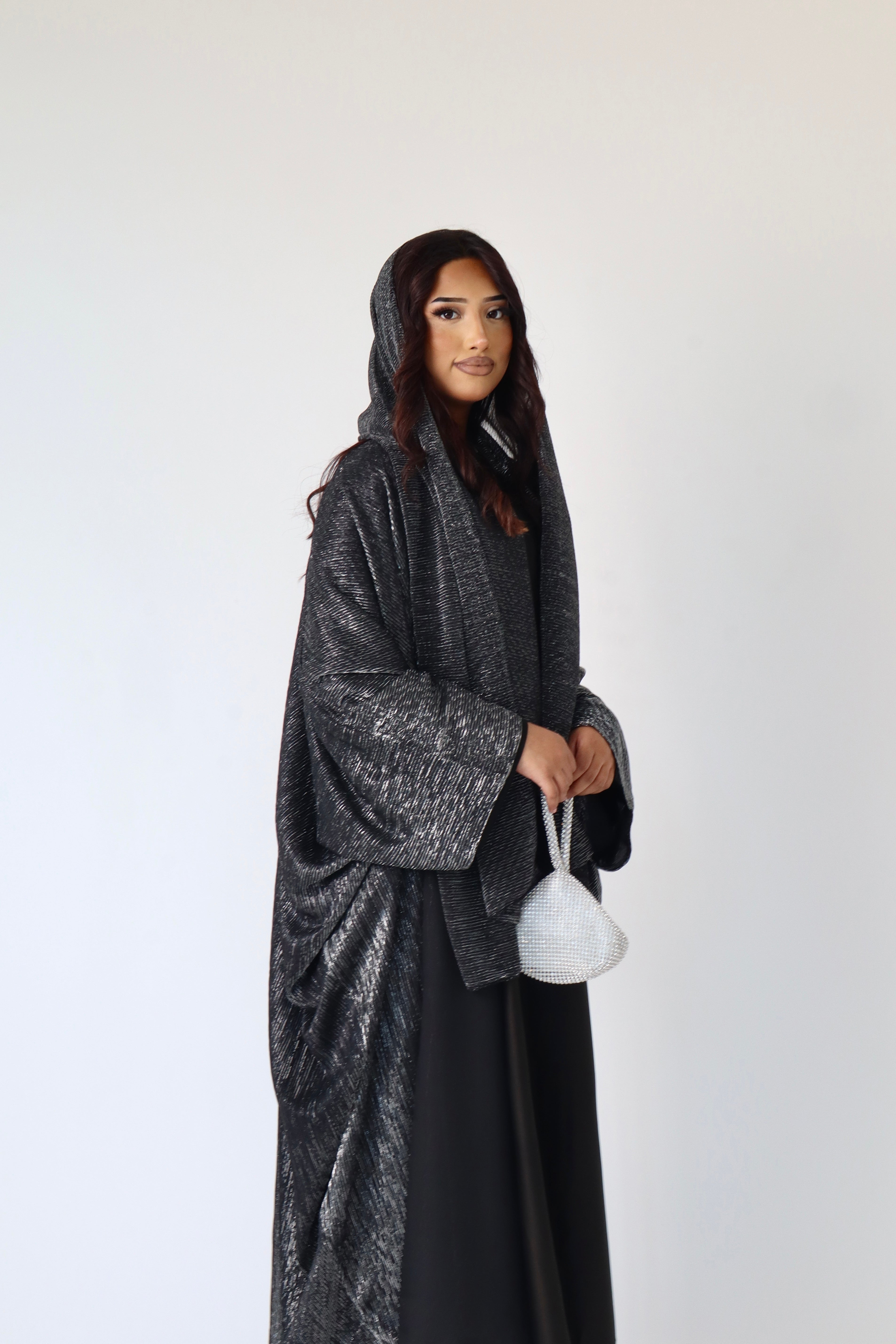Layali Shimmery Abaya Set – Elegant Luxury 4 Piece Abaya - Black
