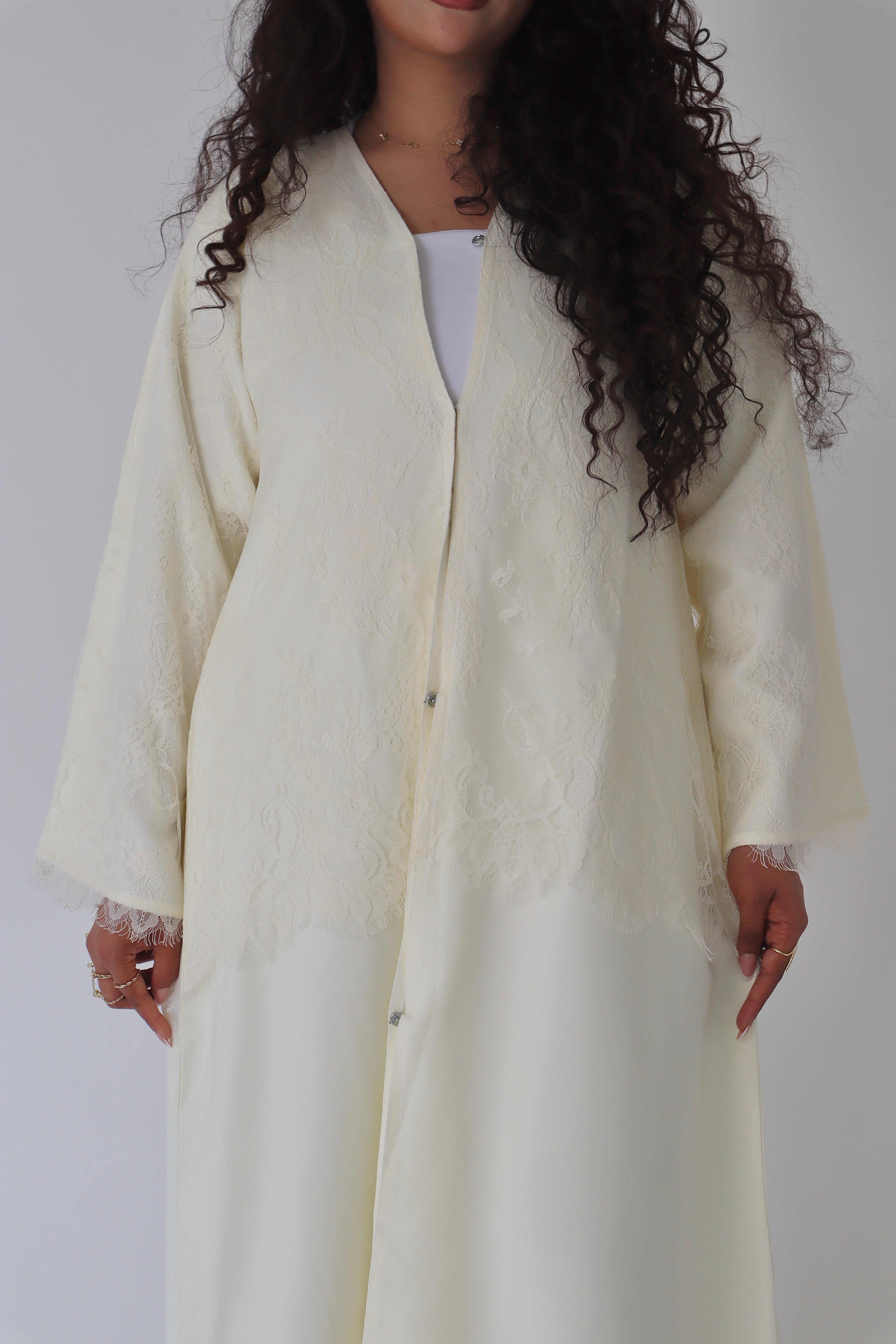 Buttercup Lace Abaya - Butter Yellow