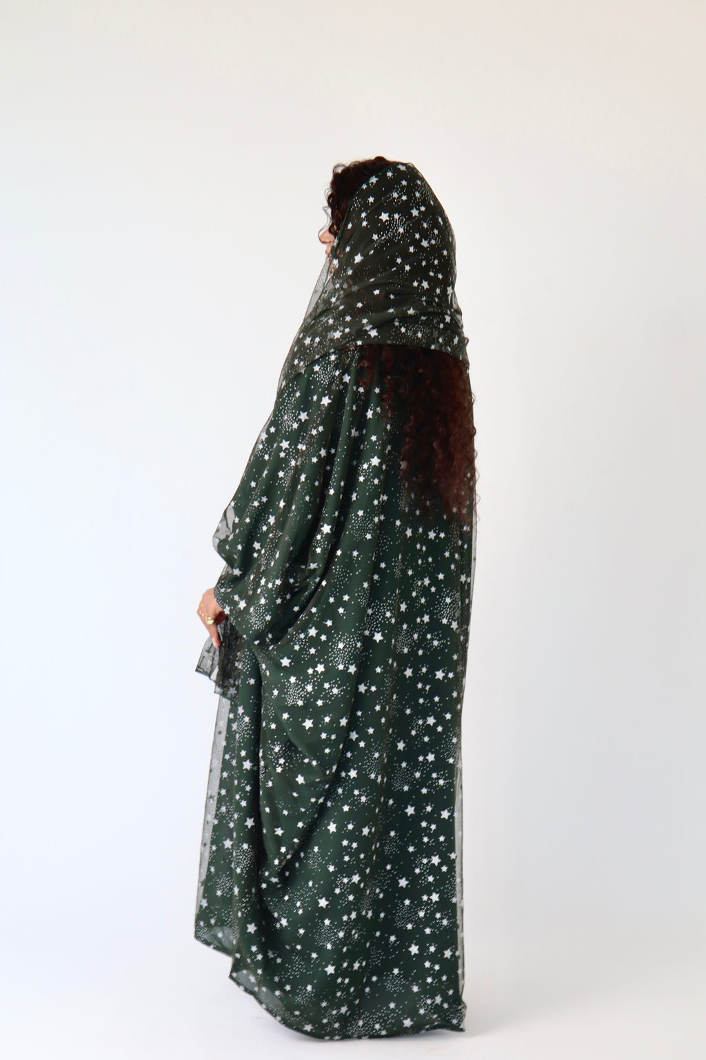 Thuraya - Women’s Sparkly Evening Abaya - Green and Silver