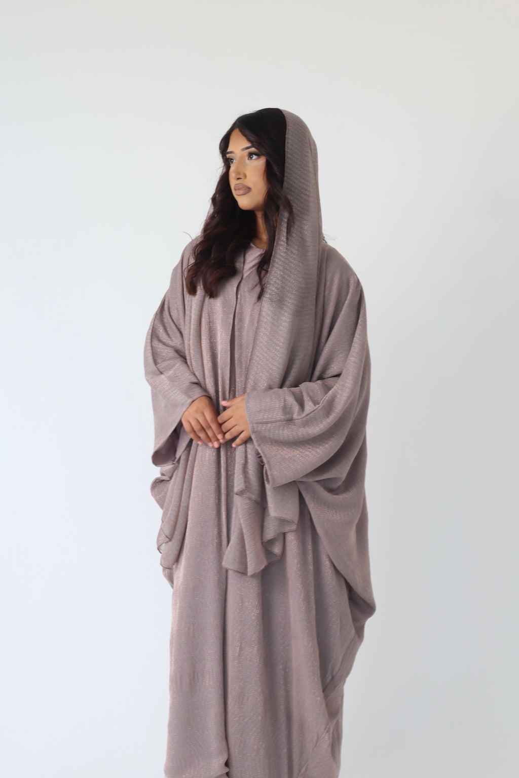 Layali Shimmery Abaya Set – Elegant Luxury 4 Piece Abaya - Lilac