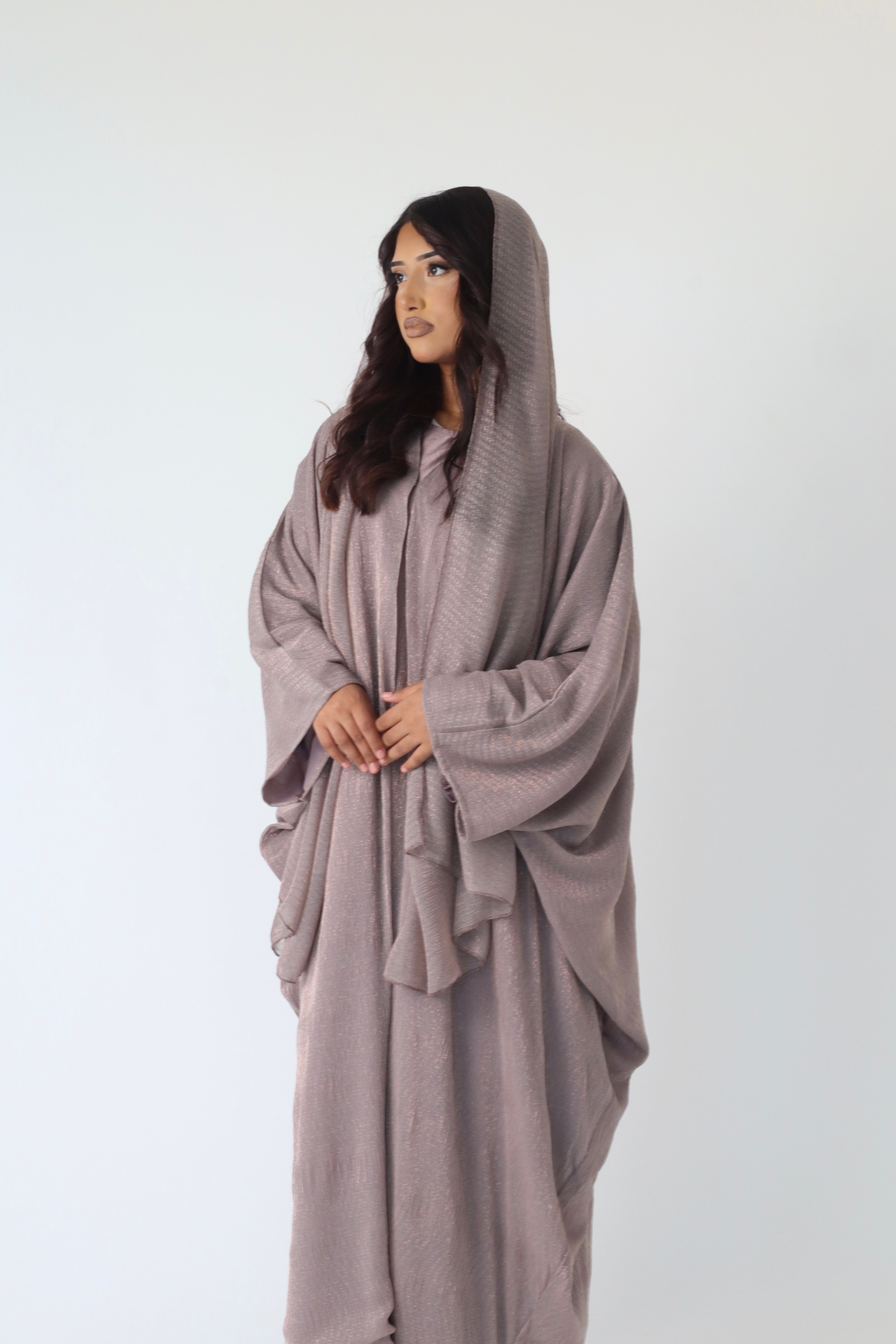 Layali Shimmery Abaya Set – Elegant Luxury 4 Piece Abaya - Lilac